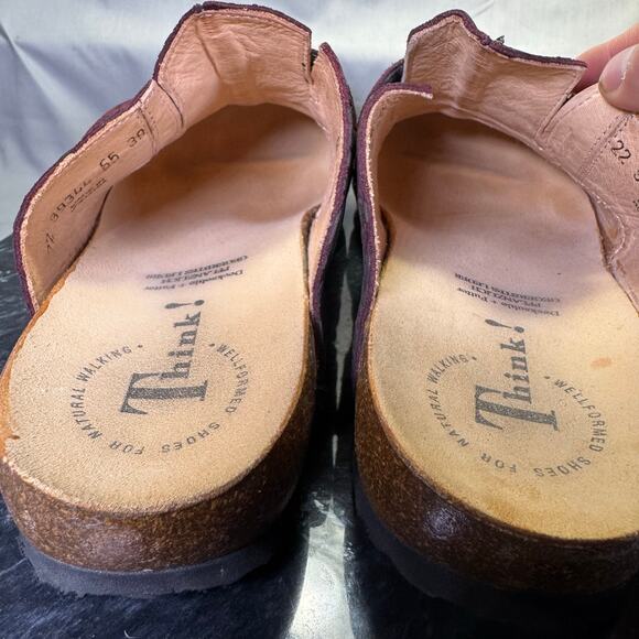 Think! Leather Clogs Maroon/Gold Women's EU 39/ 8.5 US - Picture 6 of 8